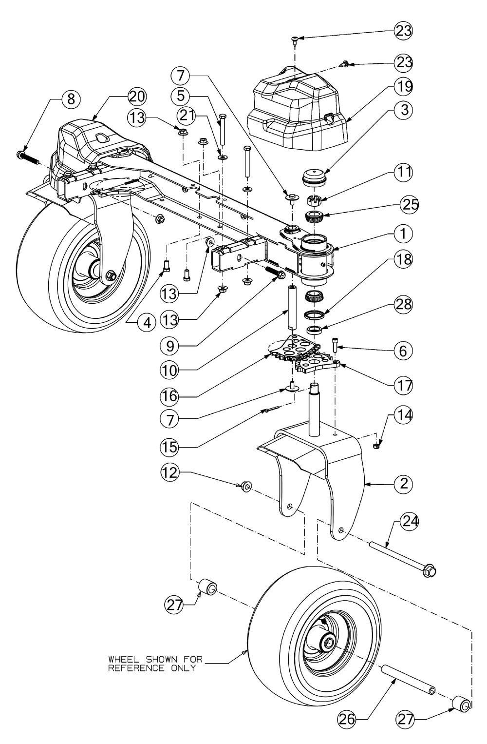 Front Axle Diagram and Parts List for Z-FORCESX60KW (17AIDGJD010)(2017) Cub Cadet Lawn Tractor